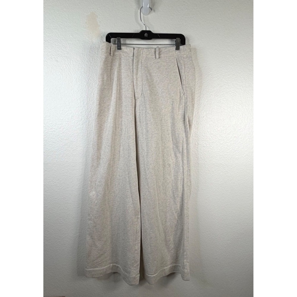Polo Ralph Lauren Women's Pants Heather Gray Sz 12 French Terry Wide Leg Preppy